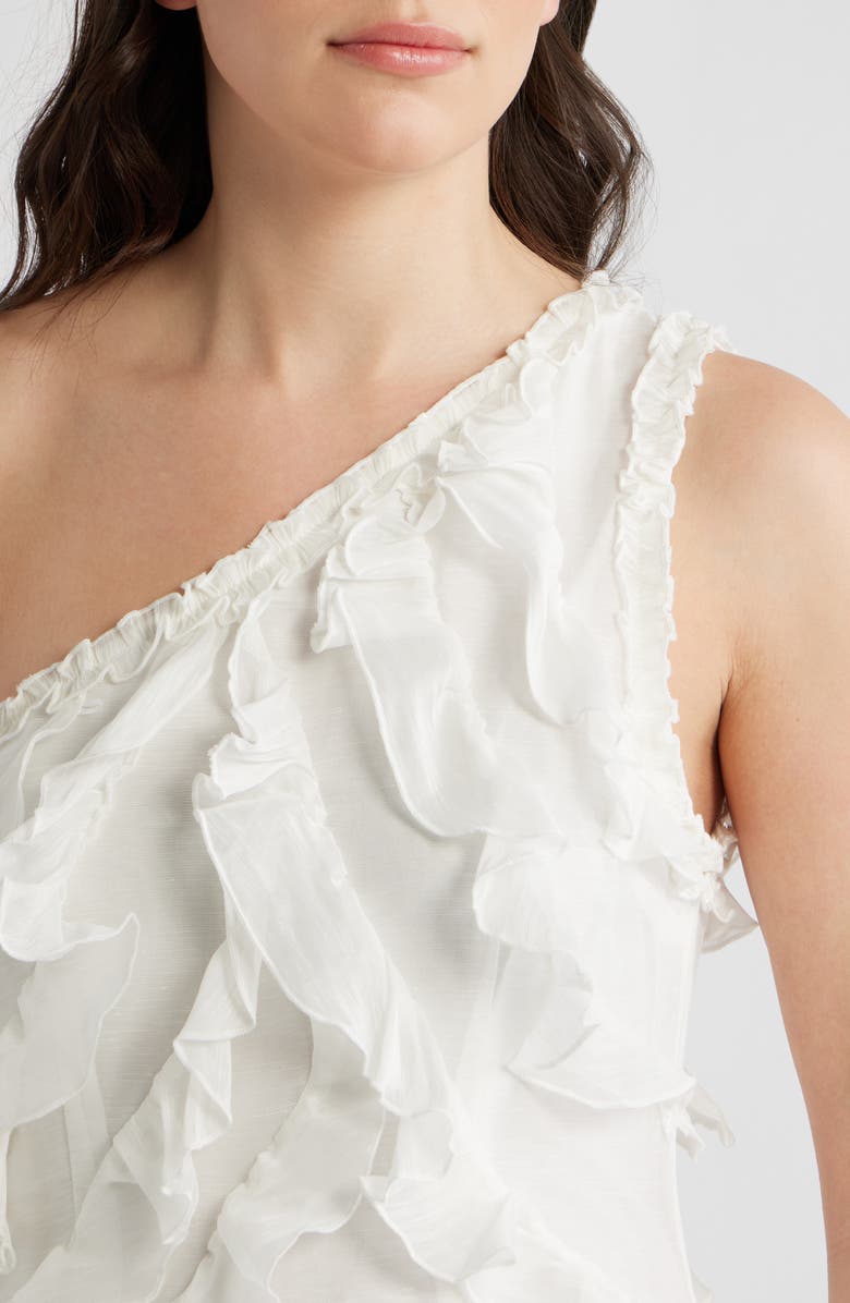 Sonya Moda Barbados Linen & Silk One-Shoulder Dress, Alternate, color, White