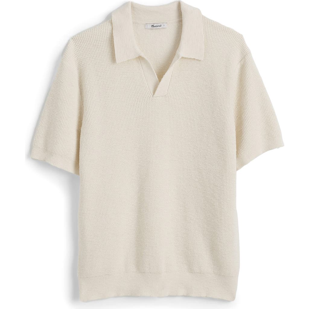 Madewell Johnny Collar Heavyweight Mesh Polo In Vintage Ivory