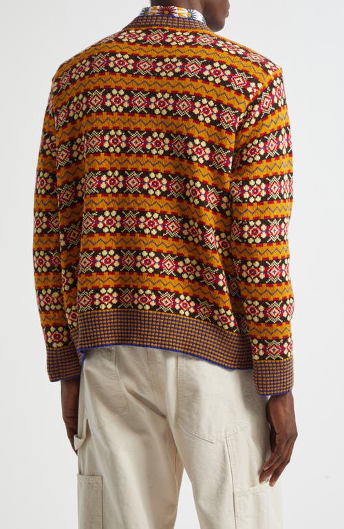 Bode Bracken Jacquard-knit Pima Cotton Sweater In Brown Multicolor