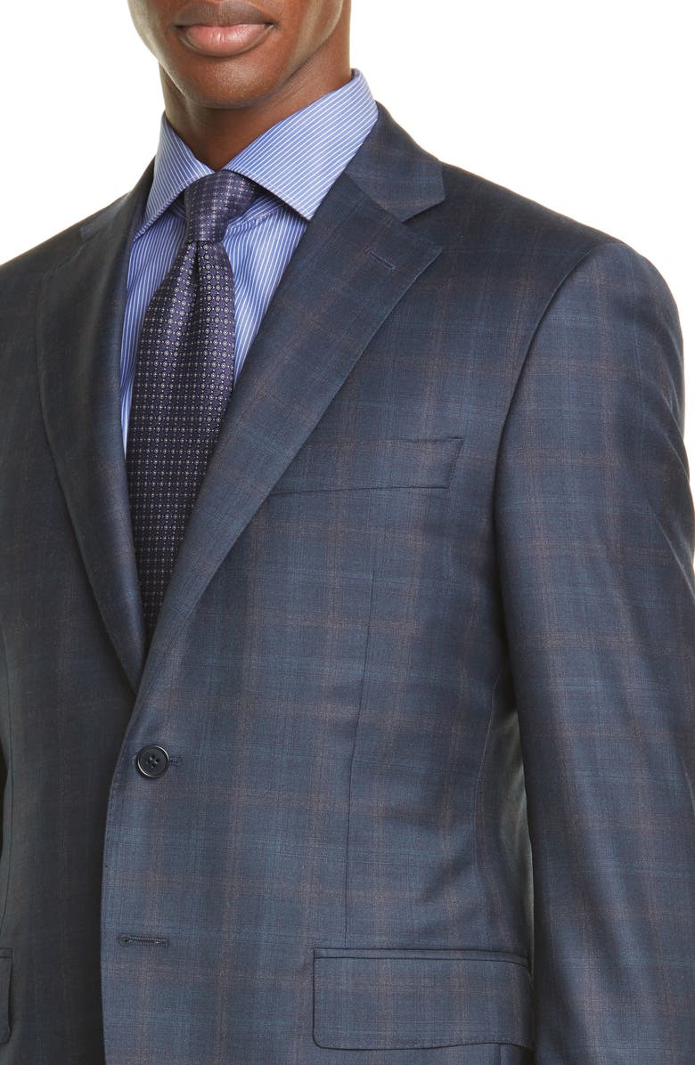 Canali Sienna Soft Classic Fit Plaid Wool Sport Coat, Alternate, color,