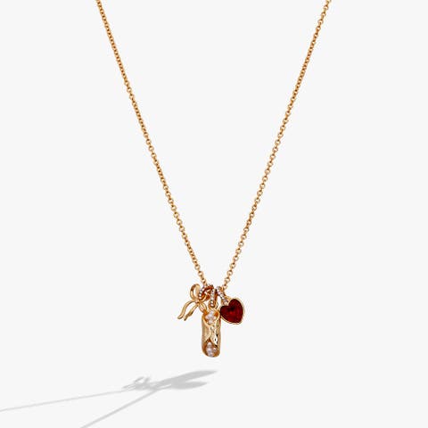 There Cannoli Be You' Bow & Heart Multi Charm Cluster Necklace