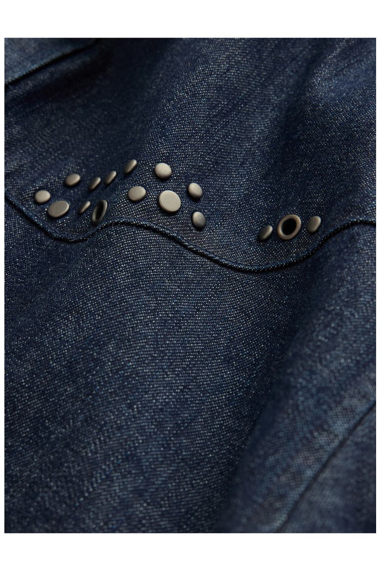 Studded Western Denim Snap-Up Shirt, Alternate, color, LAKE BLUE