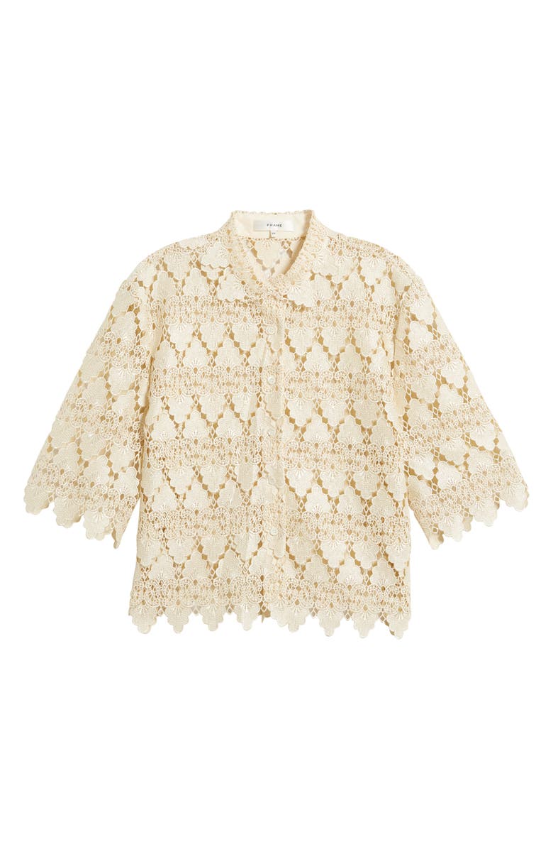 FRAME Lace Button-Up Shirt, Alternate, color, Ecru