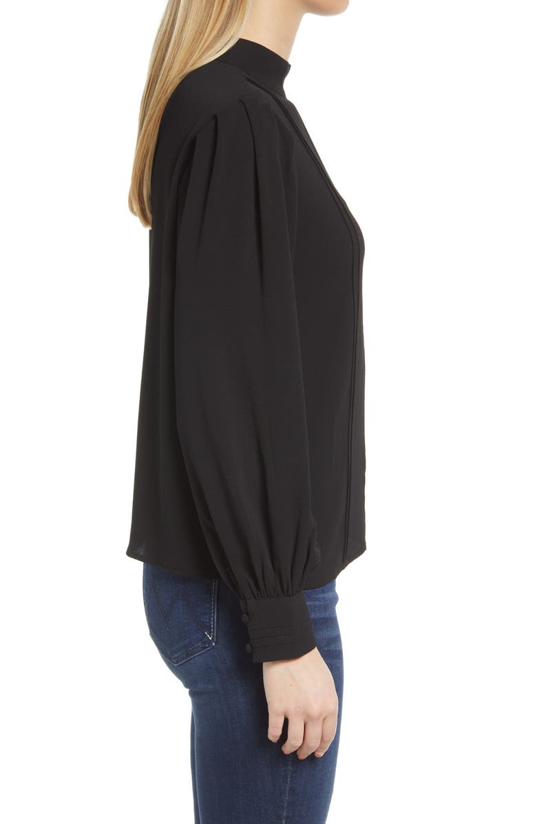 CeCe Band Collar Pleat Chiffon Blouse, Alternate, color, 