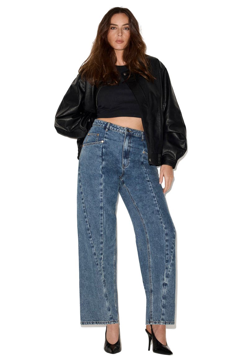 The Seamed Sydnee High Waist Straight Leg Jeans, Alternate, color, IMPERIAL BLUE