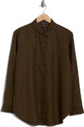 Eileen Fisher Classic Collar Organic Linen Long Button-Up Shirt