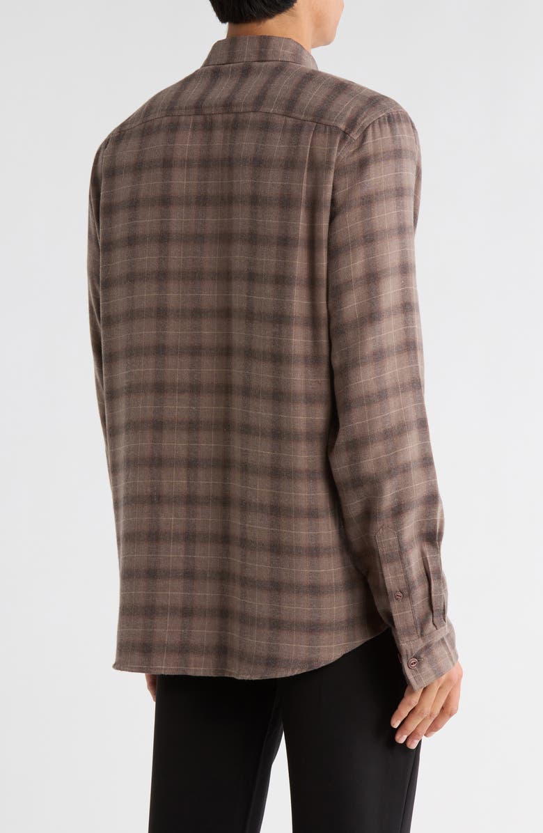 WEATHERPROOF VINTAGE Luxe Plaid Flannel Button-Up Shirt, Alternate, color, Fossil Brown