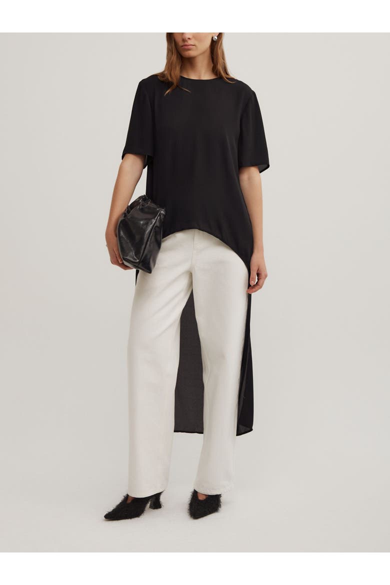 Hi Low Woven Top, Alternate, color, Black