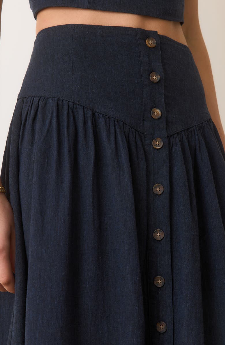 Marine Layer Jade Button Front Hemp Blend Midi Skirt, Alternate, color,