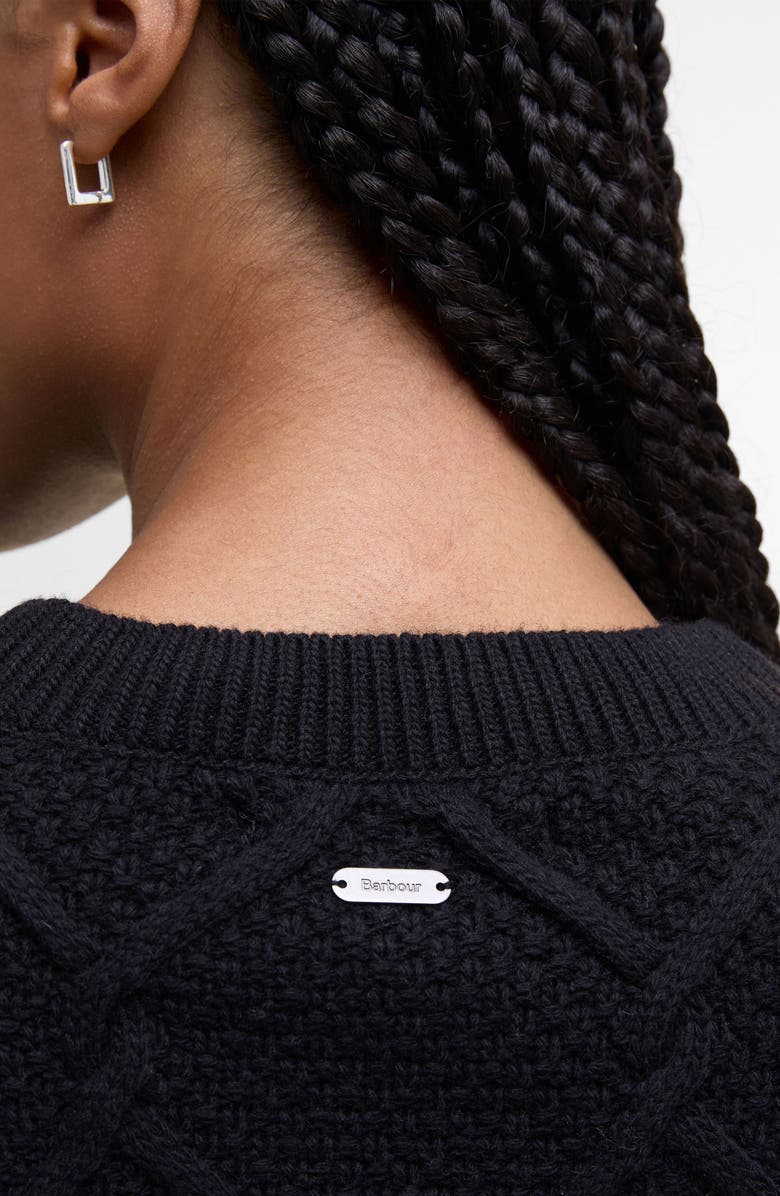 Barbour Burne Cable Wool Blend Sweater, Alternate, color, Black