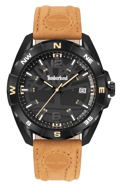 Millinocket Leather Strap Watch, 45mm
