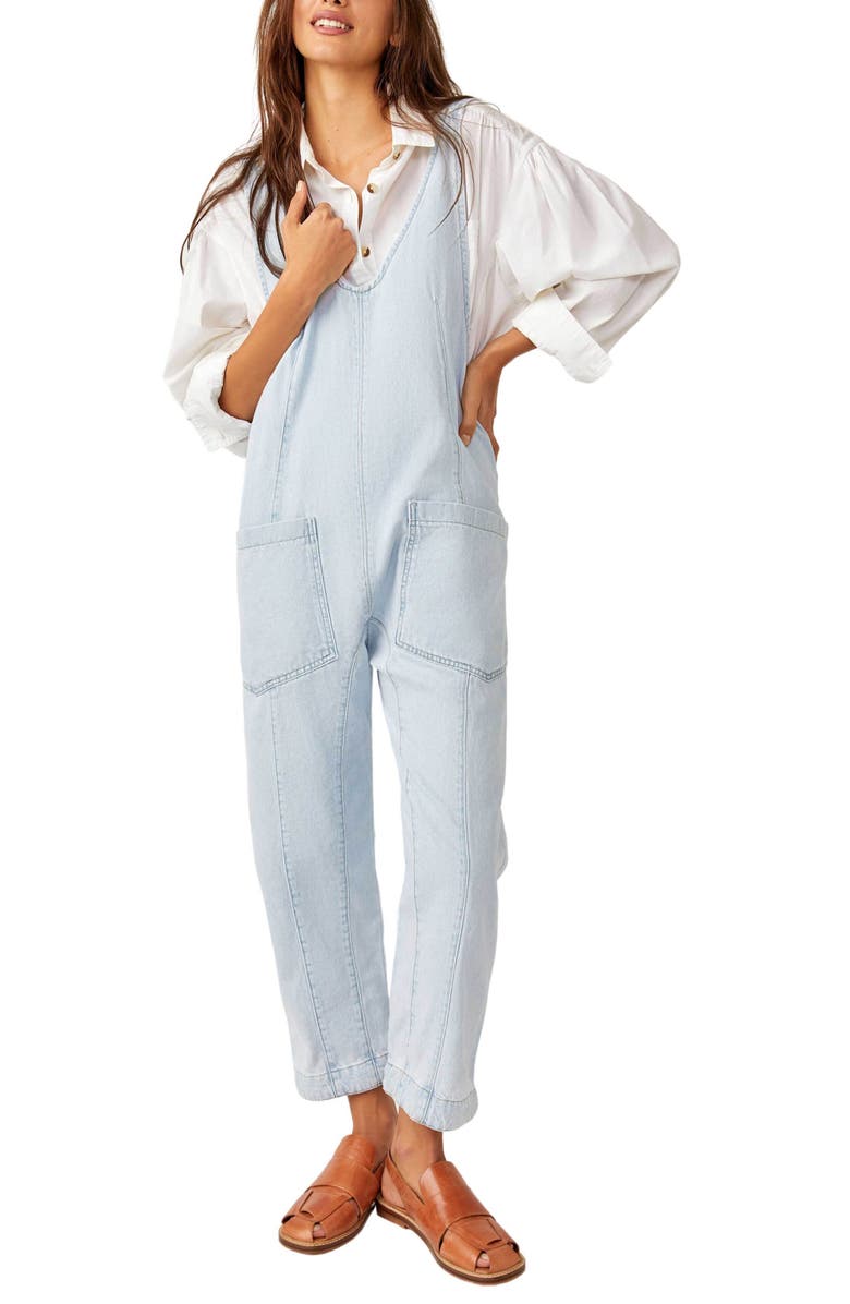 Free People High Roller Denim Jumpsuit, Alternate, color, Whimsy