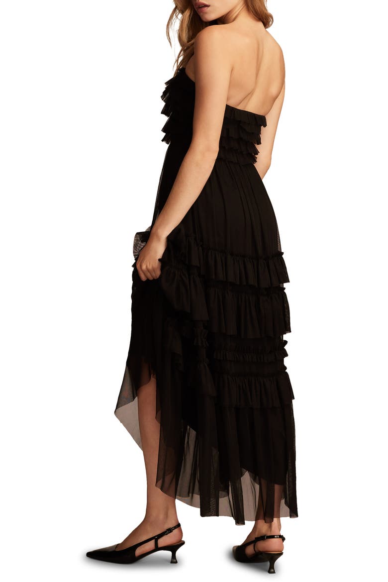 Ruffle Mesh Tube Maxi Dress, Alternate, color, BLACK