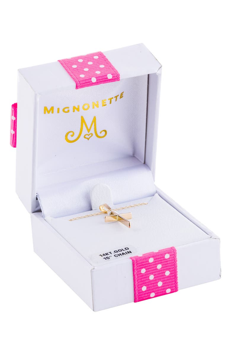 Mignonette 14k Gold Cross Pendant Necklace, Alternate, color, Gold