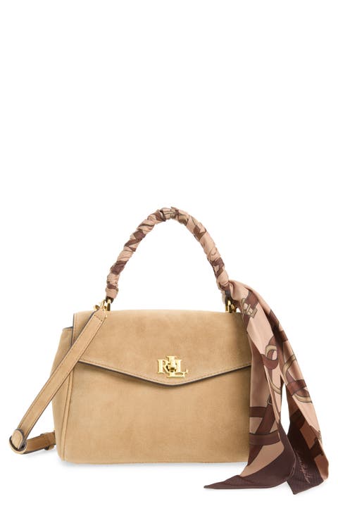 Small Farrah Scarf Wrapped Suede Satchel