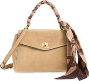 Lauren Ralph Lauren Small Farrah Scarf Wrapped Suede Satchel