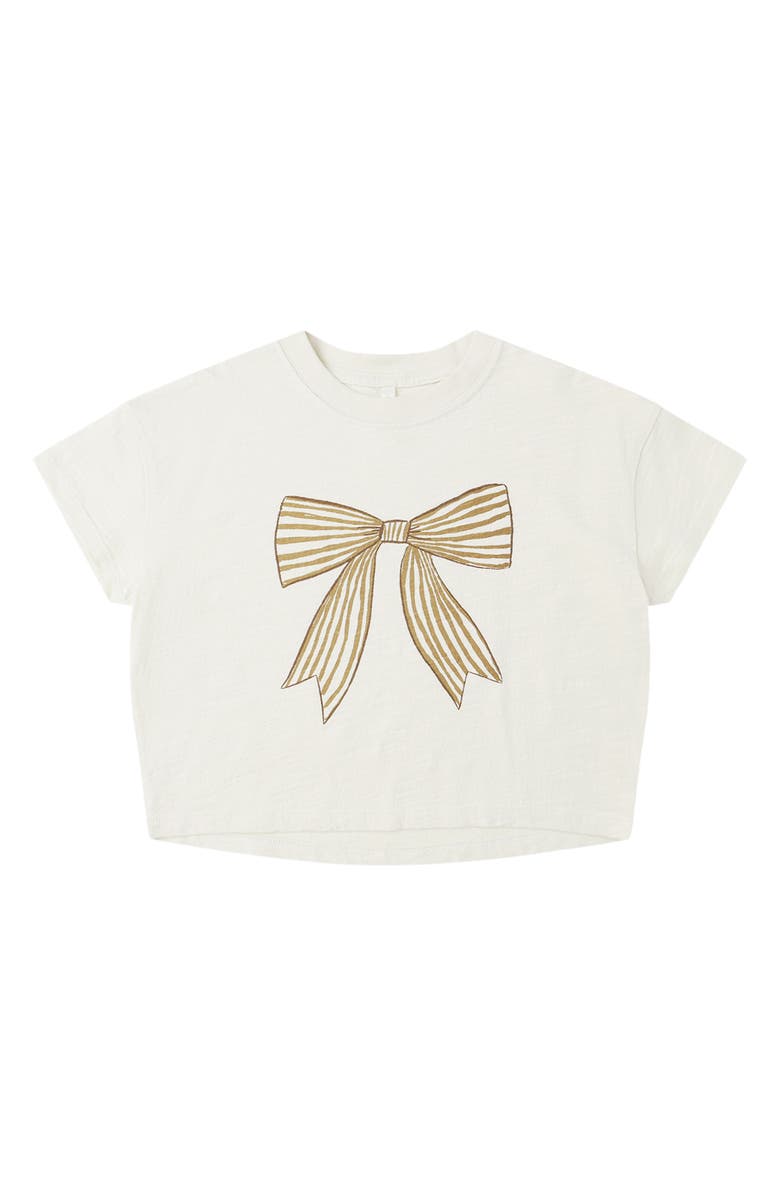 Rylee + Cru Bow Print Boxy T-Shirt, Main, color, Natural