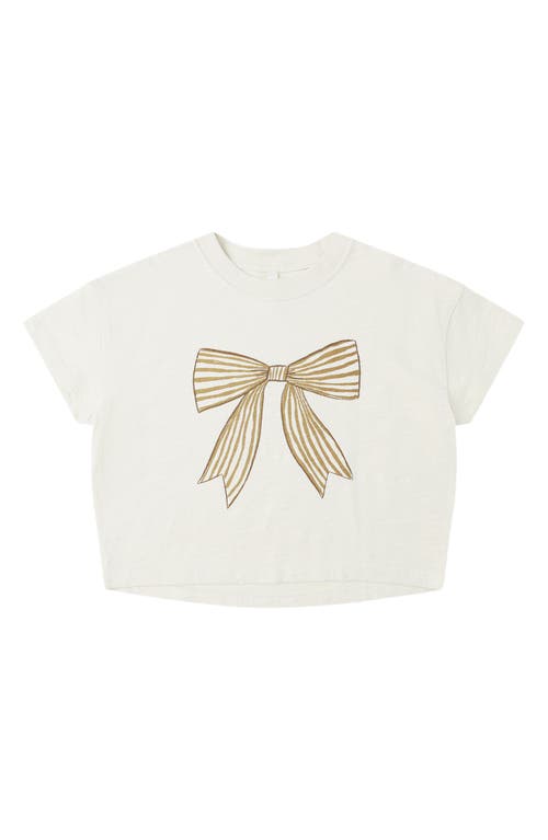 Rylee + Cru Bow Print Boxy T-shirt In White