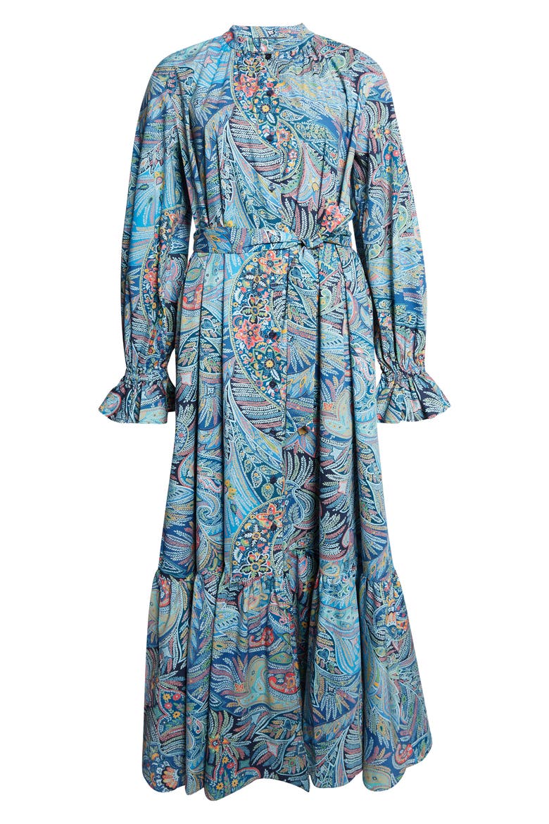Paisley Long Sleeve Maxi Dress, Alternate, color, PRINT ON BLUE BASE