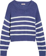 Marine Layer Sea Breeze Placed Stripe Cotton Crewneck Sweater