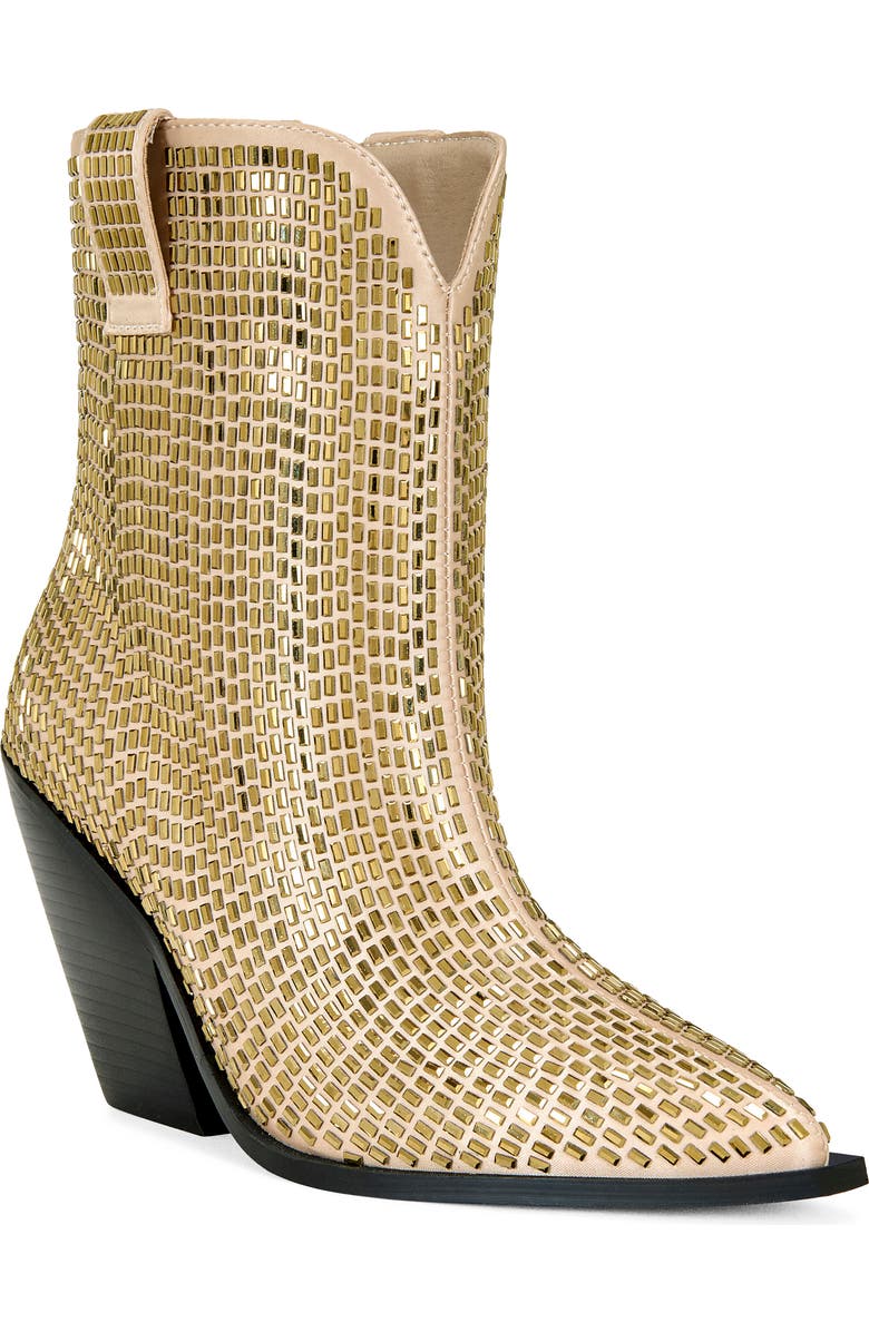 AZALEA WANG Laetitia Crystal Bootie, Main, color, Brown/ Gold