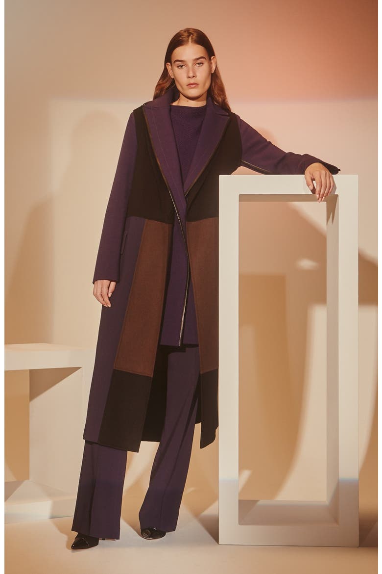 Long Wool Patchwork Vest, Alternate, color, BLACK