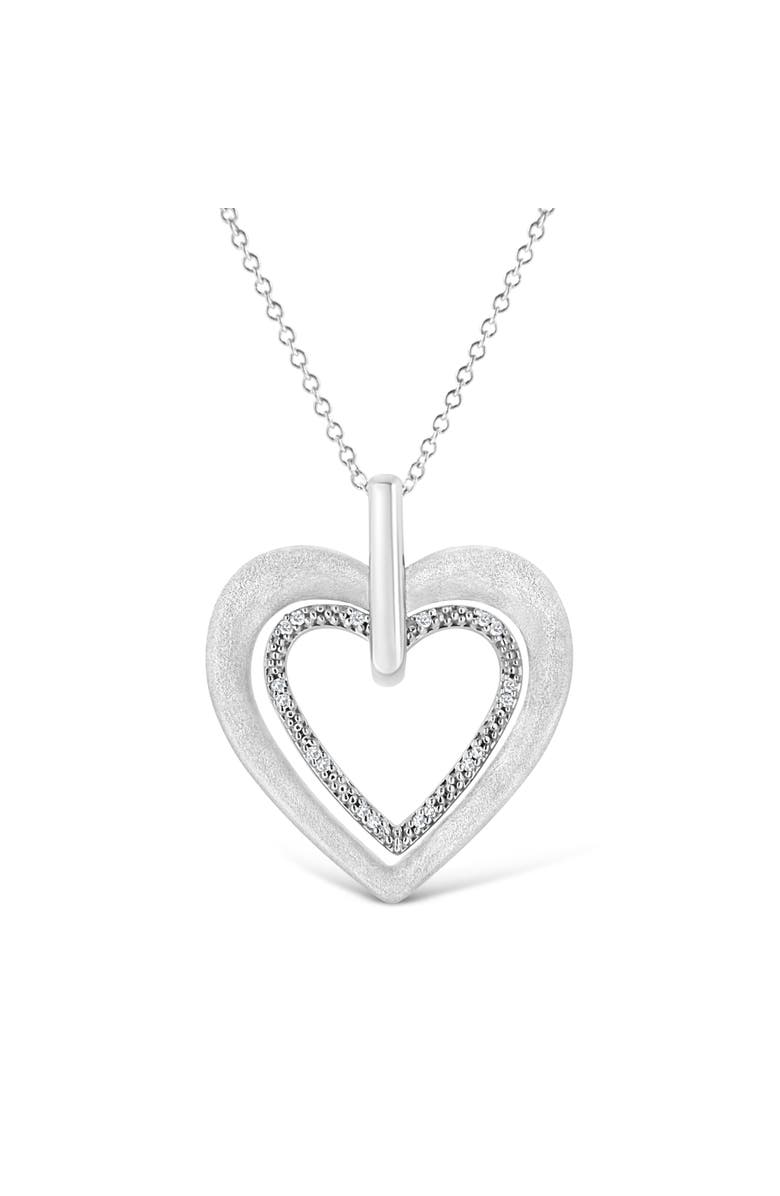 Haus of Brilliance .925 Sterling Silver Prong-Set Diamond Accent Double Heart Pendant Necklace, Main, color, White