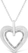 Haus of Brilliance .925 Sterling Silver Prong-Set Diamond Accent Double Heart Pendant Necklace