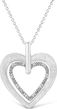 Haus of Brilliance .925 Sterling Silver Prong-Set Diamond Accent Double Heart Pendant Necklace