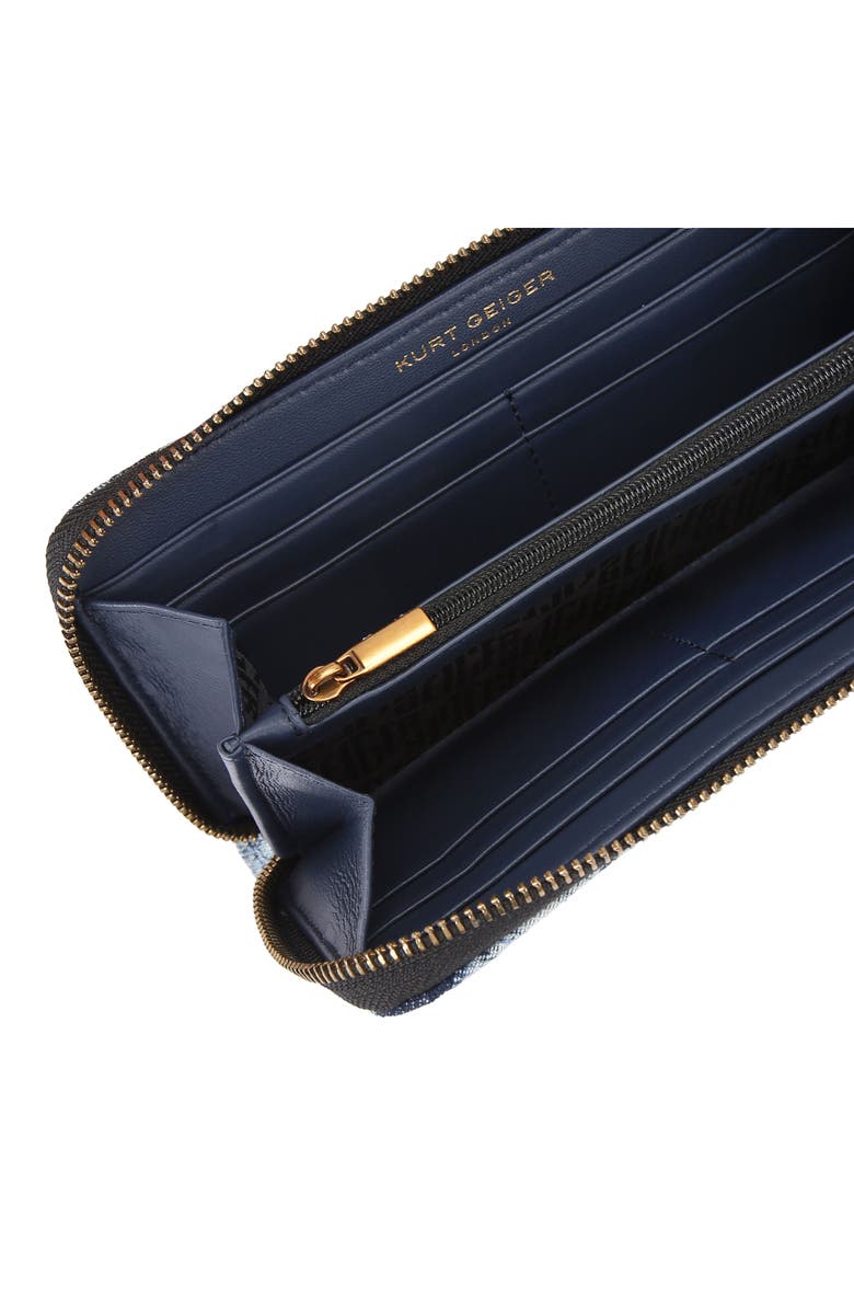 Kurt Geiger London Kensington Denim Zip Around Wallet, Alternate, color,
