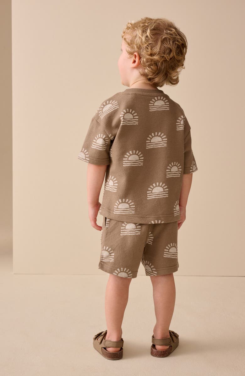 NEXT Kids' Sunset Print T-Shirt & Drawstring Shorts Set, Alternate, color, Brown