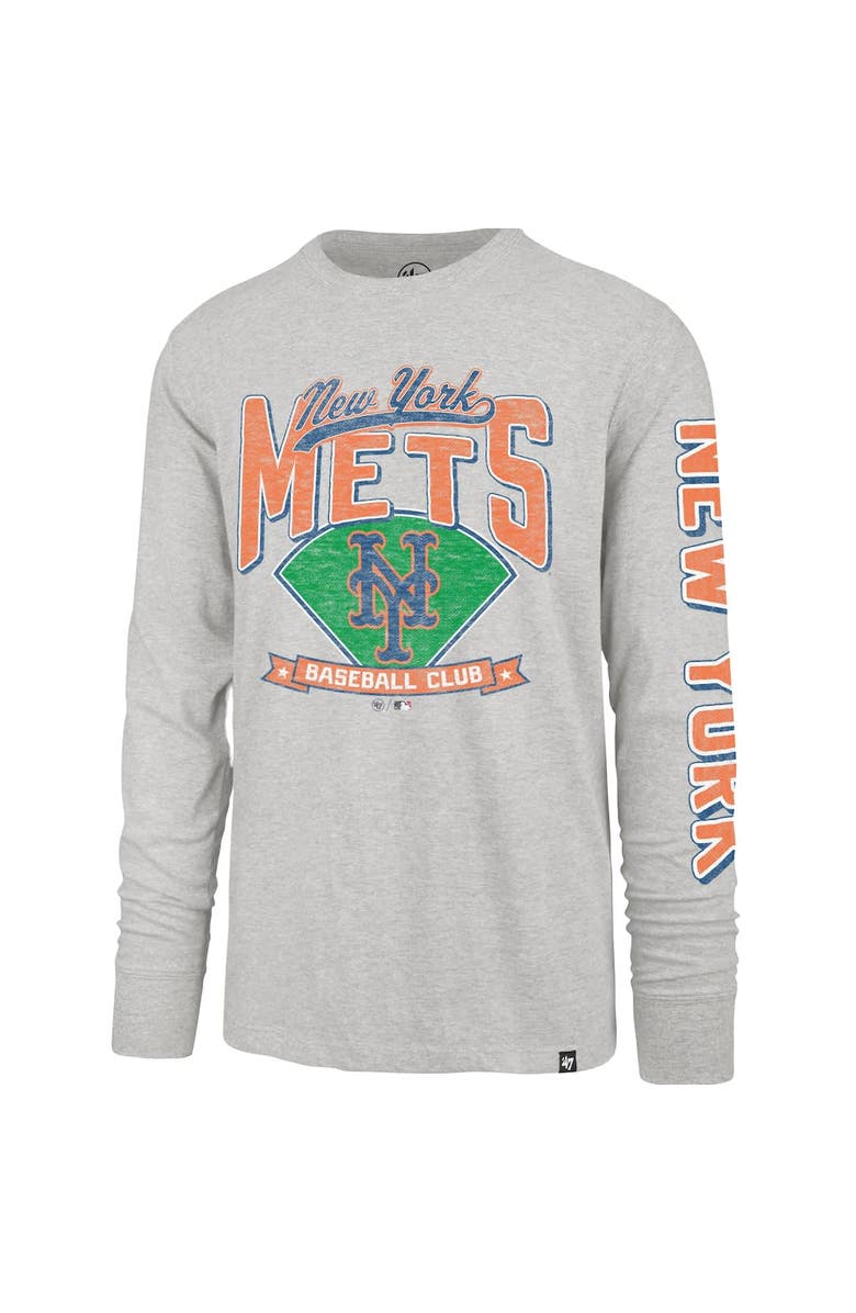 '47 Men's '47 Gray New York Mets Fair Ball Franklin Long Sleeve T-Shirt, Alternate, color, Gray