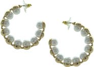 OLIVIA WELLES Peekaboo Faux Pearl Hoop Earrings