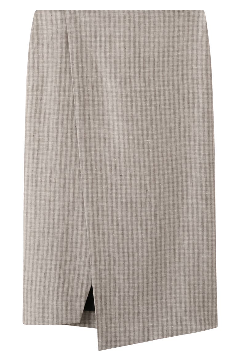 Check Faux Wrap Midi Skirt, Main, color, LIGHT/ PASTEL GREY