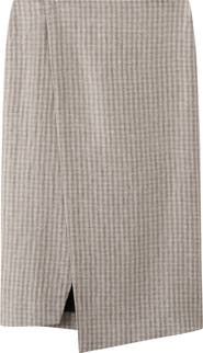 MANGO Check Faux Wrap Midi Skirt