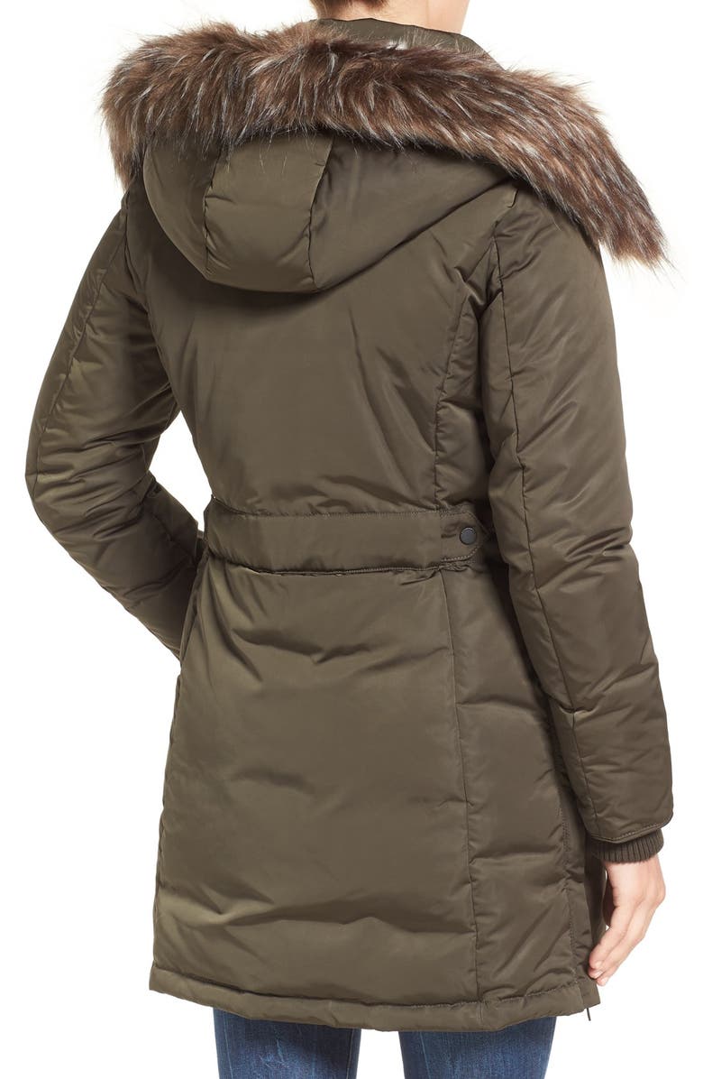 1 Madison Faux Fur Trim Chintz Hooded Down Coat, Alternate, color, 