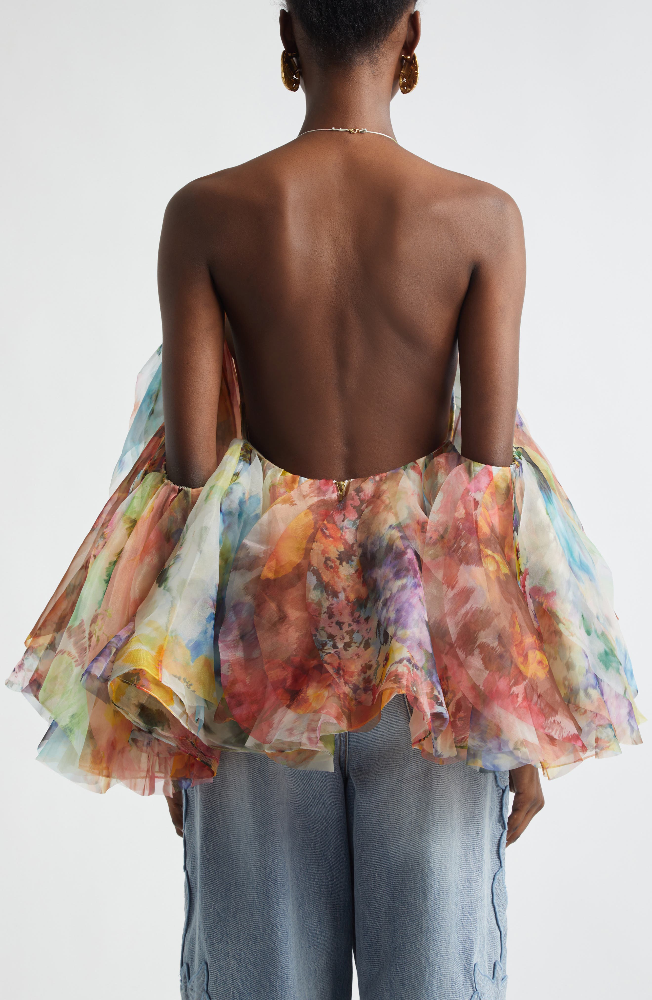Zimmermann Luna Floral Fanned Halter Top (Women) | Nordstrom