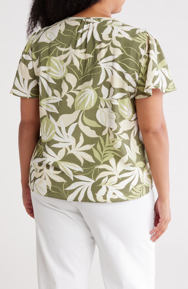 Renee C Flutter Sleeve Top, Alternate, color, Olive