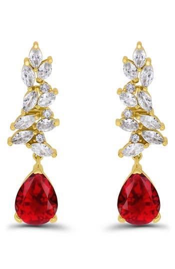 Christian Siriano Pear Cubic Zirconia Cluster Drop Earrings In Multi