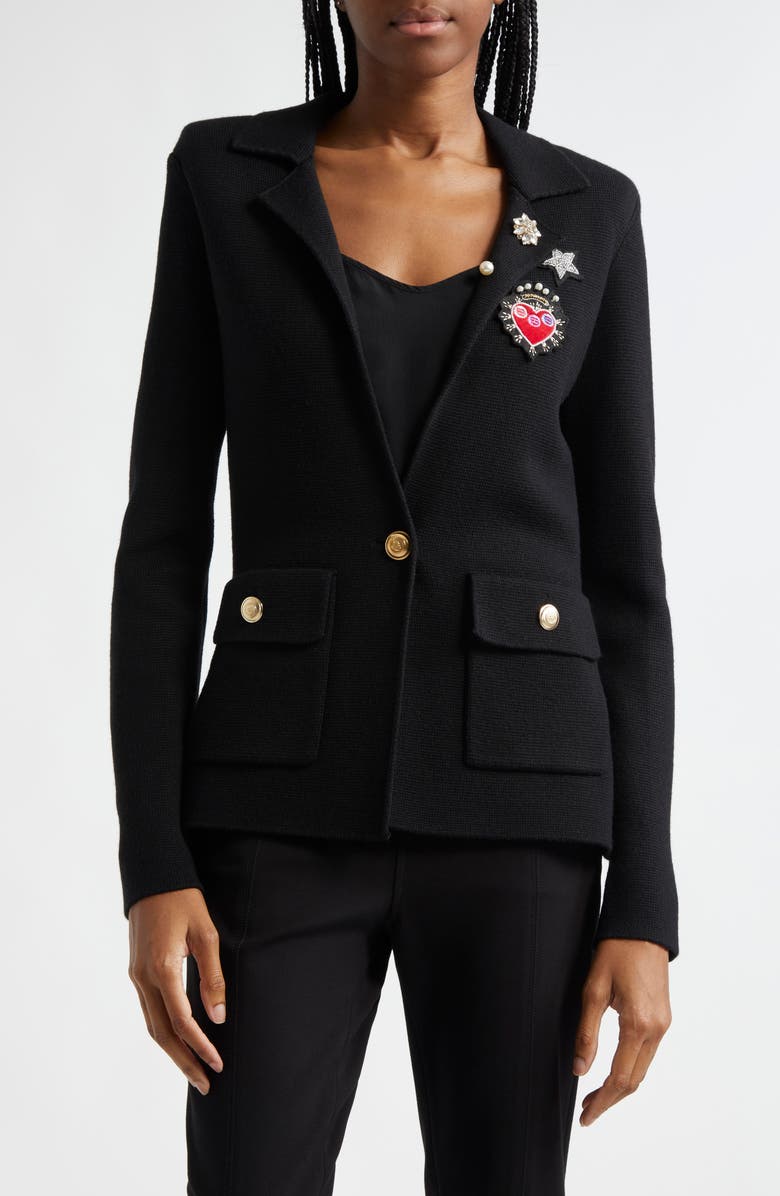 Cinq à Sept Laynee Patch Detail Wool Blend Blazer, Main, color, 