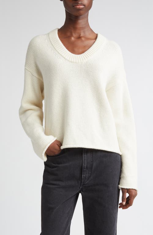 Loulou De Saison Derry Cashmere U-neck Sweater In White