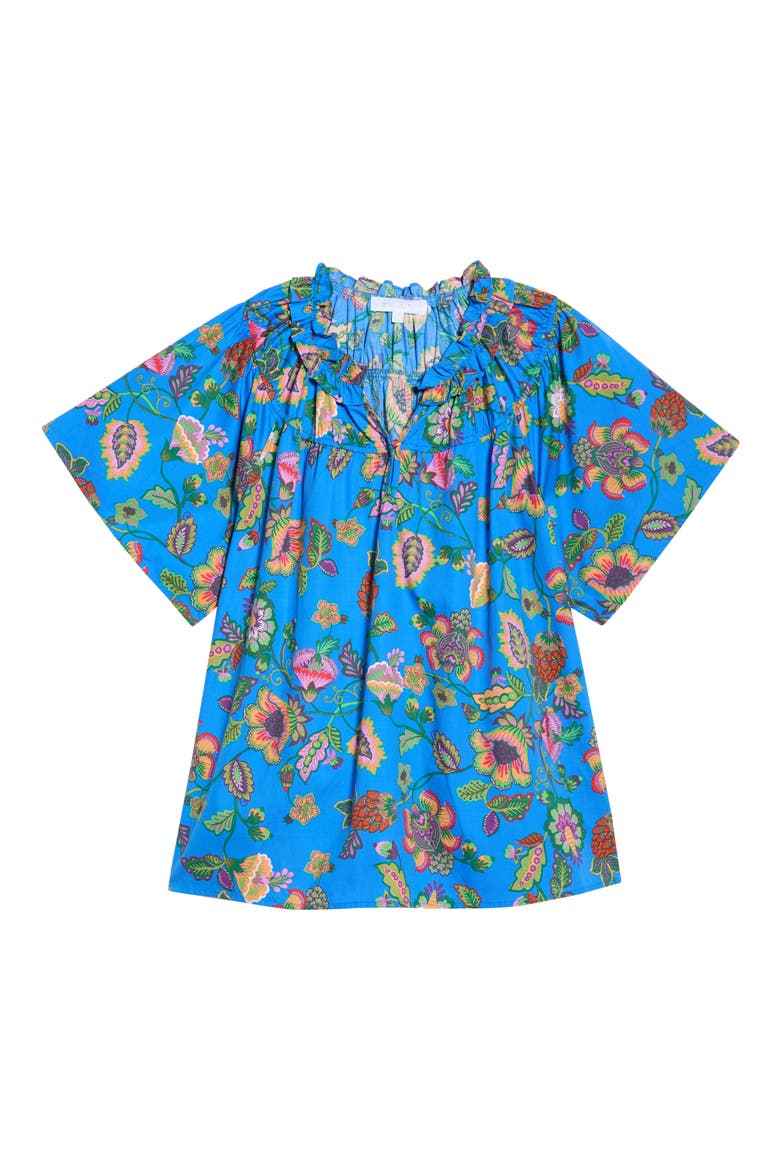 Anabelle Darthy Floral Flutter Sleeve Top, Alternate, color, BLUE-PINK