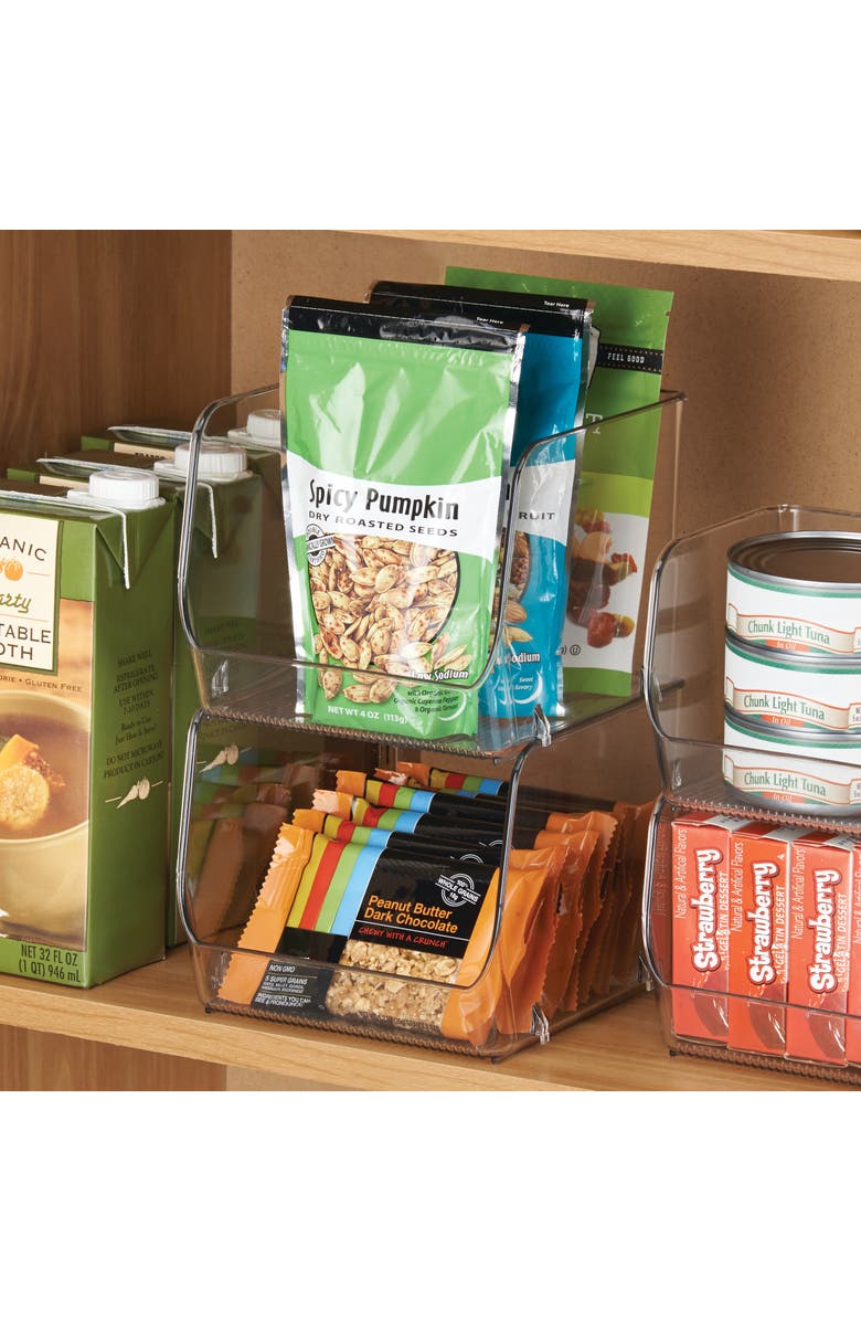 iDesign Stackable Open-Front Storage Bin, Set of 3, Clear, Made in USA, Alternate, color, Clear