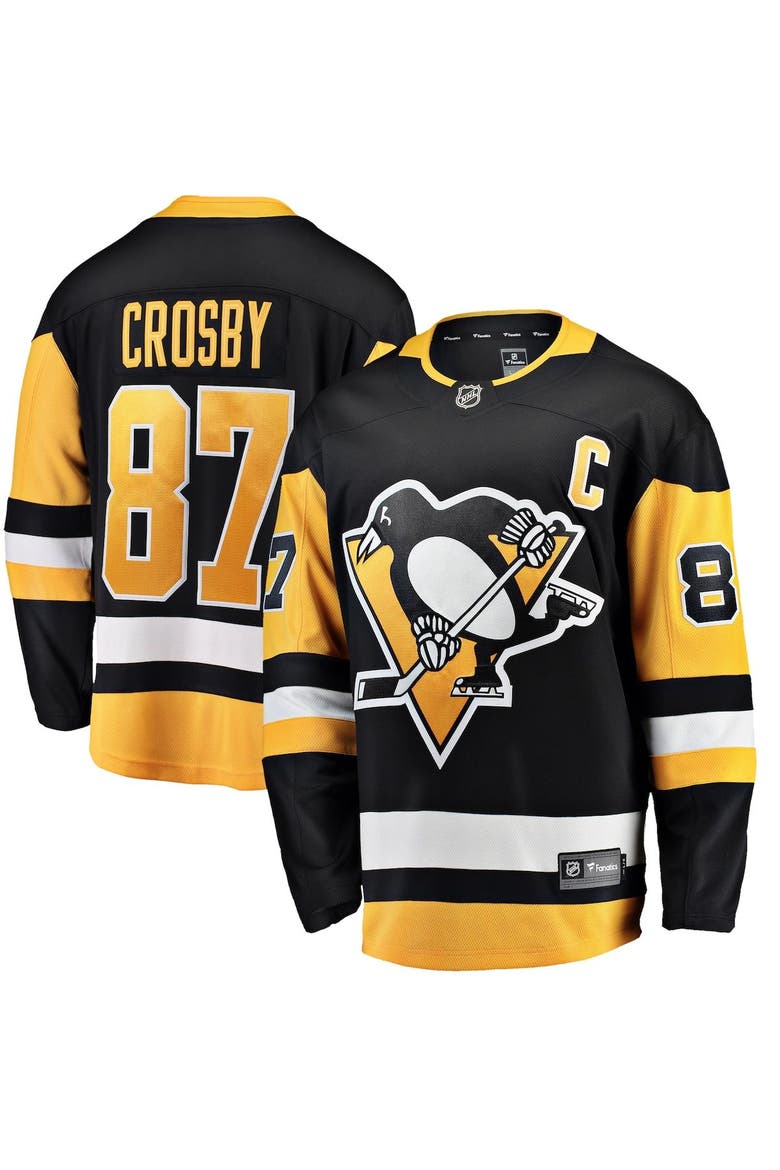 Men's Fanatics Sidney Crosby Black Pittsburgh Penguins Captain Patch Home Breakaway Jersey, Main, color, Black