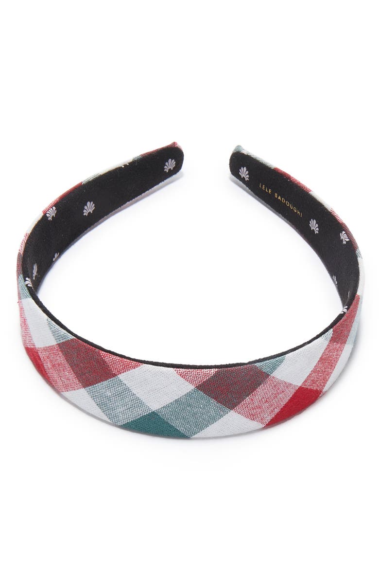 Lele Sadoughi Bessette Gingham Headband, Alternate, color, Christmas Gingham