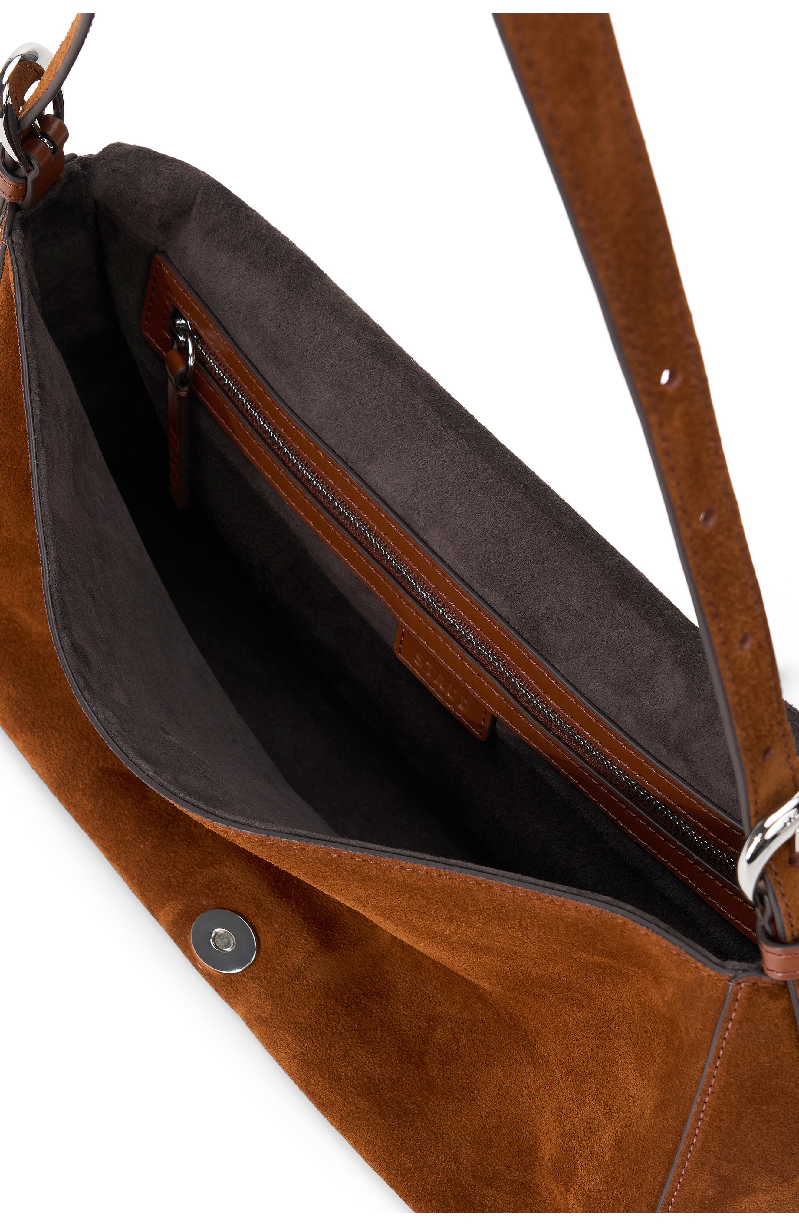 STAUD Medium Harlow Suede Shoulder Bag, Alternate, color, Tabac