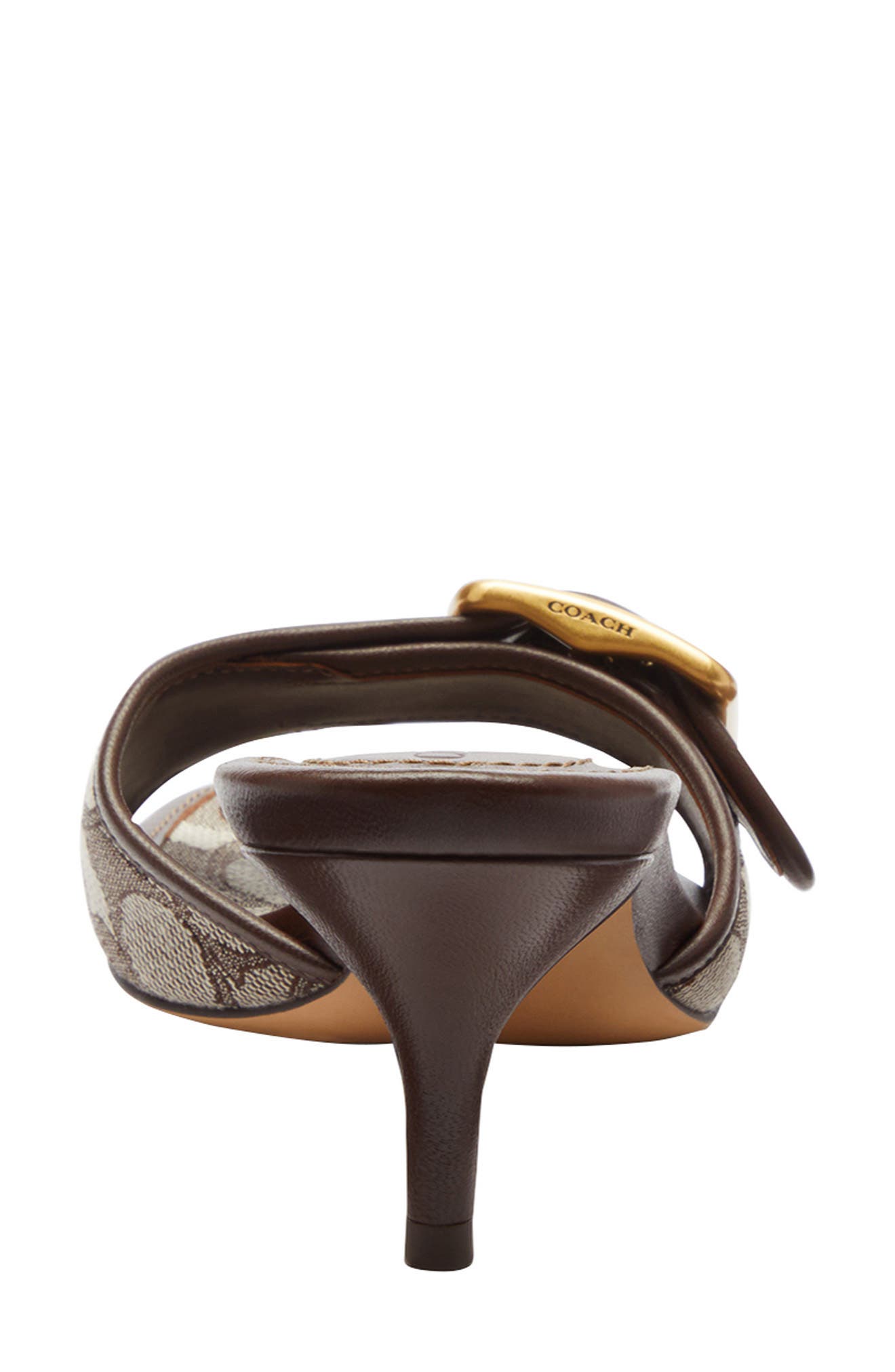 COACH Margot Signature Jacquard Slide Sandal, Alternate, color, Oak/ Maple