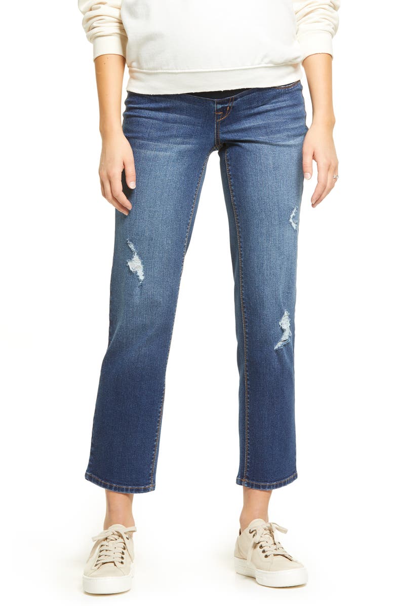 1822 Denim Re:Denim Over the Bump Ankle Straight Leg Maternity Jeans, Main, color, 