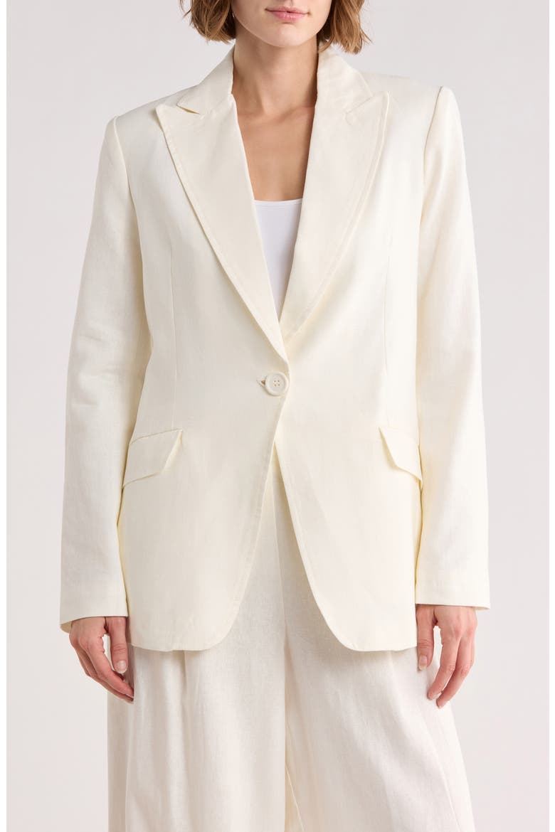 Linen Blend Blazer, Main, color, OFF WHITE