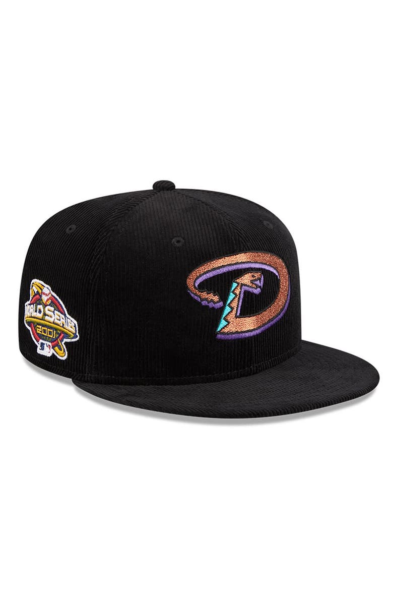 New Era Men's New Era Black Arizona Diamondbacks Throwback Corduroy 59FIFTY Fitted Hat, Main, color, 